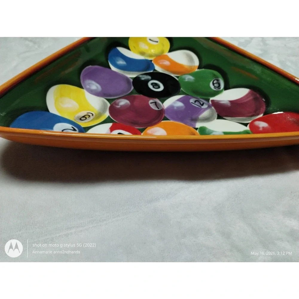 Clay‎ Art Rack Em Up Pool Ball Serving Tray 8 Ball Dip Bowl Set